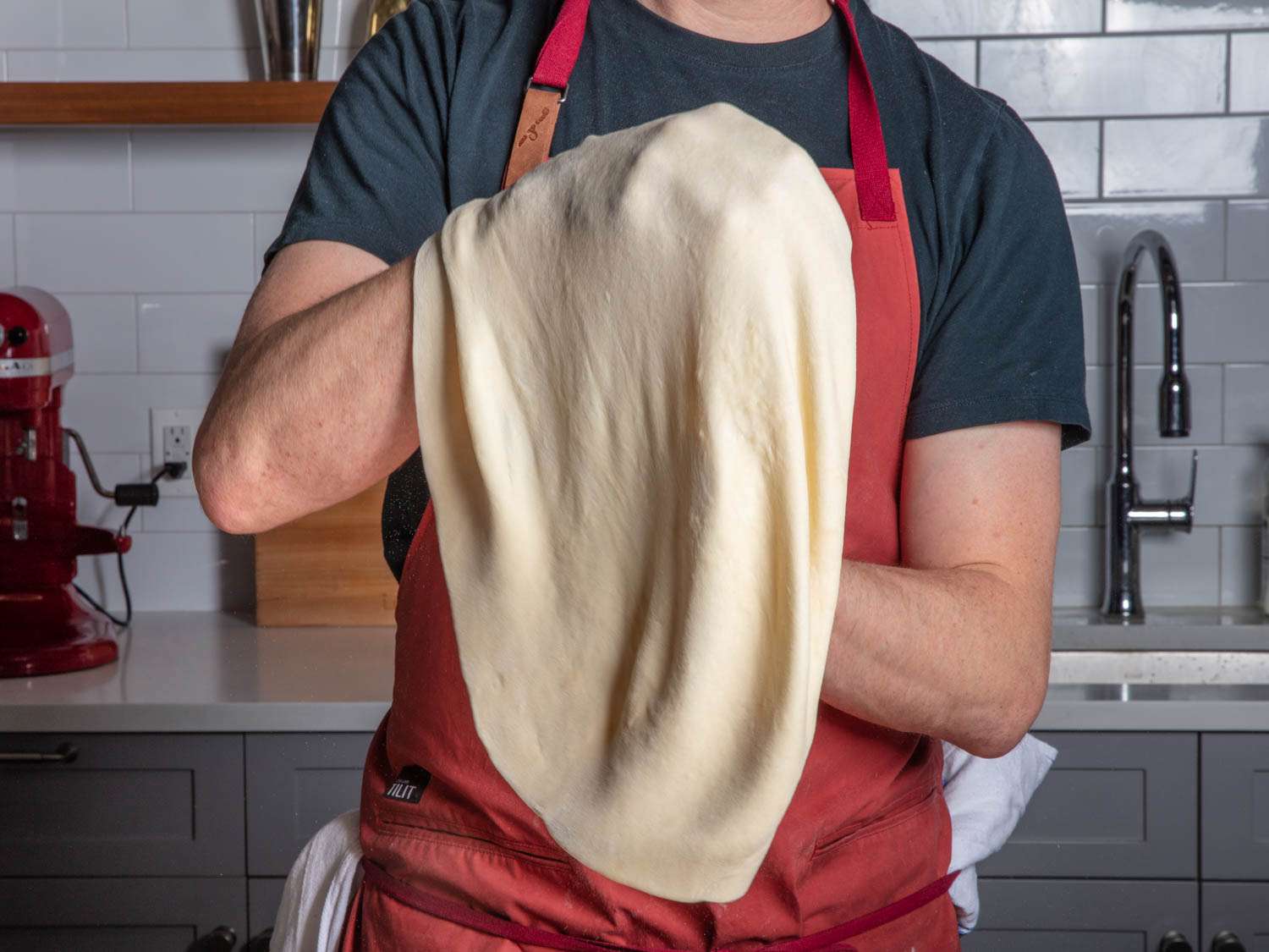 Stretching dough