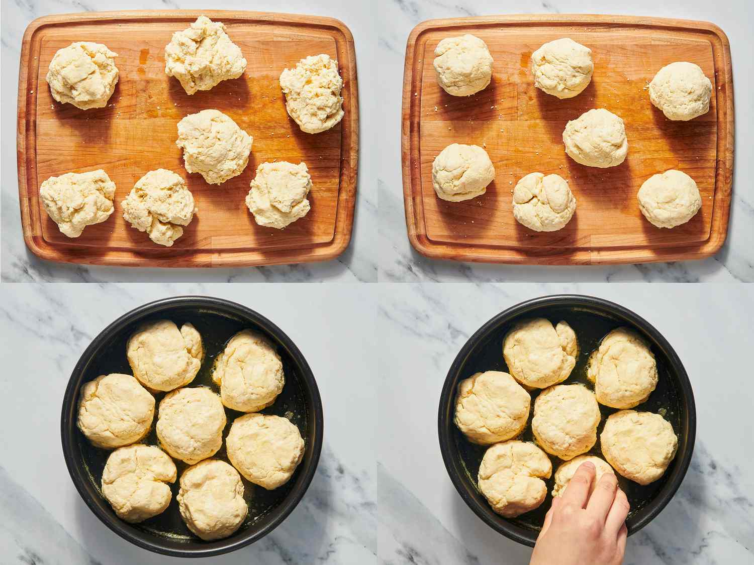 Four image collage of making biscuits