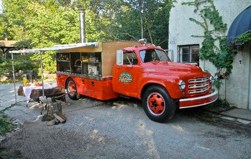 A red pizza truck in Valparaiso, Indiana.