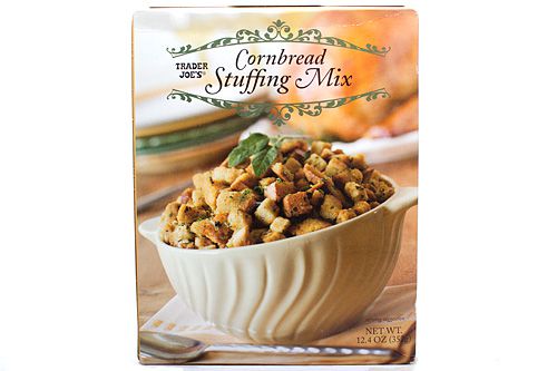 A box of Trader Joe's Cornbread Stuffing Mix