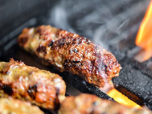 Cevapi sausages on the grill