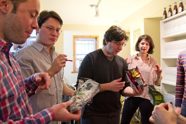 Serious Eats staffers tasting Takis