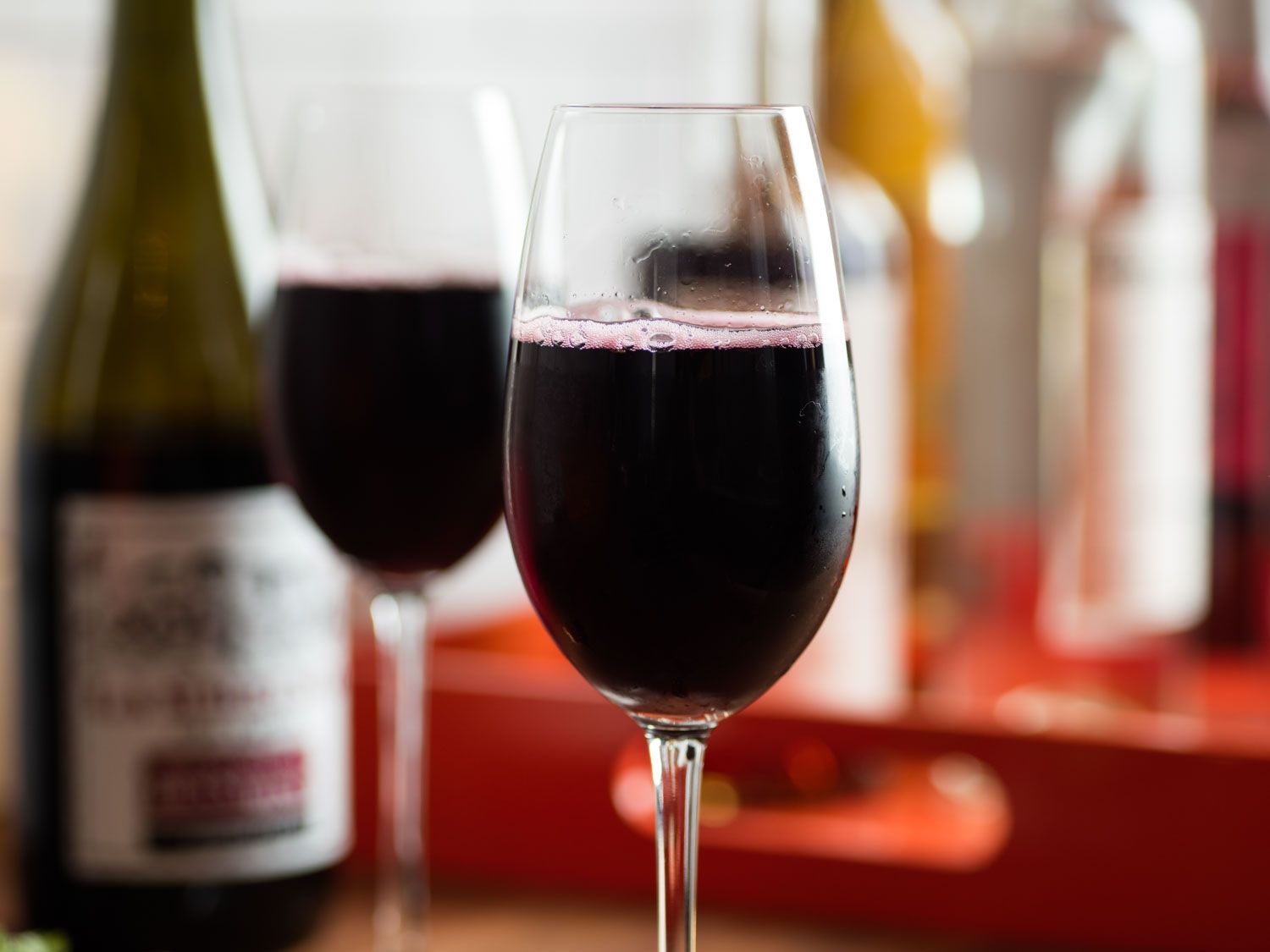 Two glasses of Lambrusco-Amaro cocktails