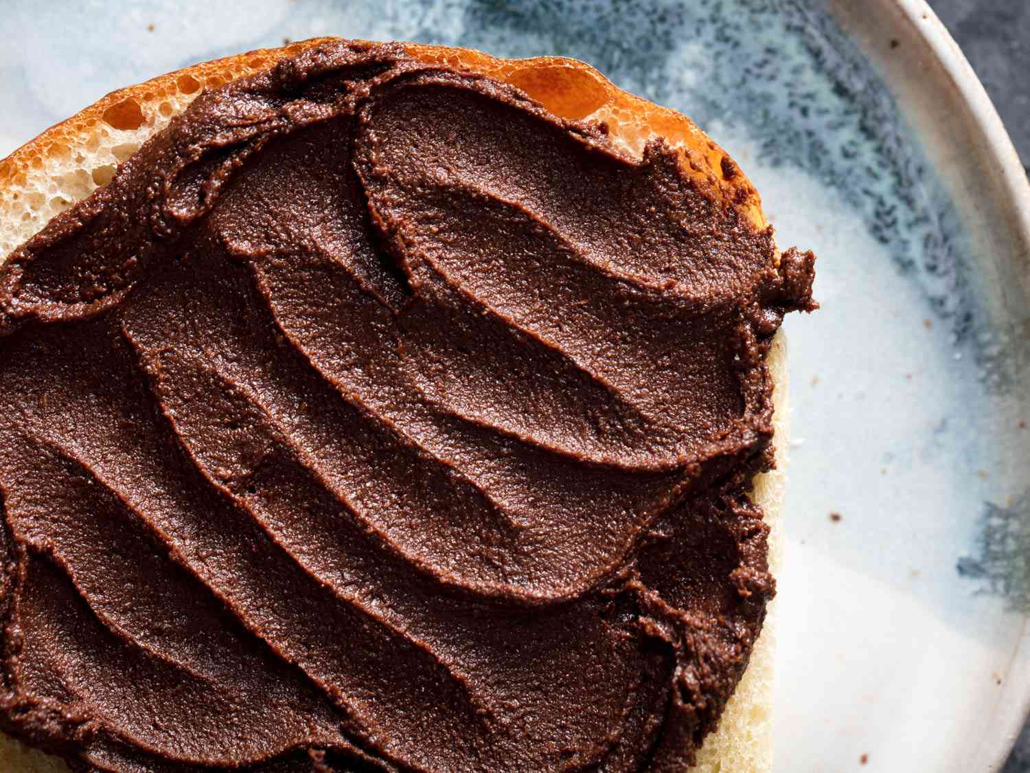 Chocolate hazelnut spread on toast.