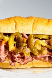 An Italian Beef sandwich on a plate.