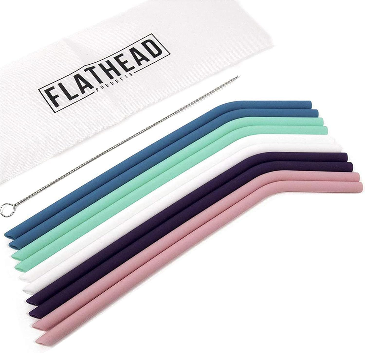 Flathead Products Bent Reusable Silicone Straws