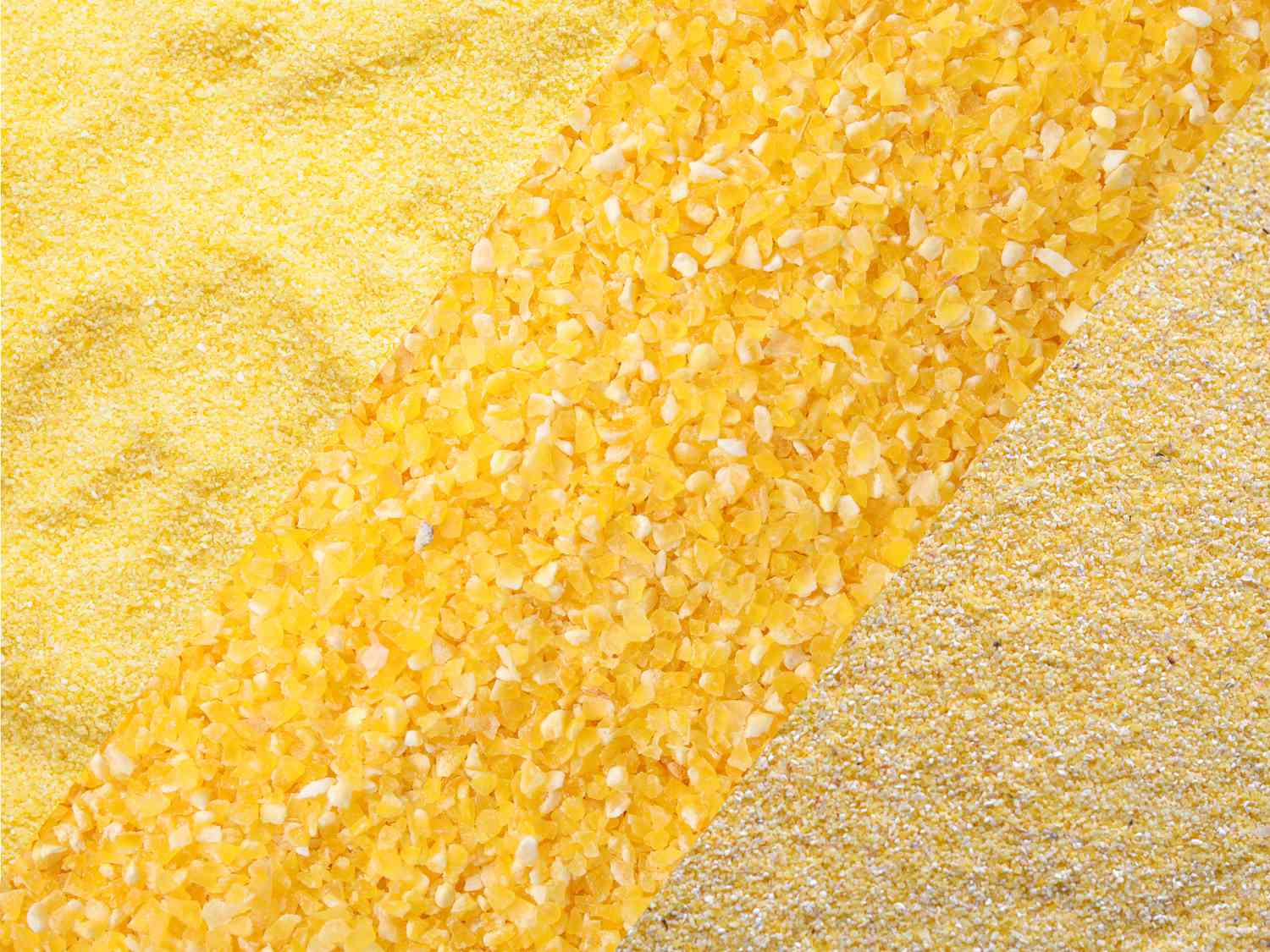 Collage of cornmeal, polenta and grits