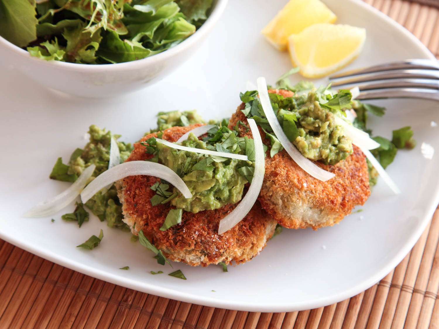 Vegan Chickpea Cakes with Mashed Avocado