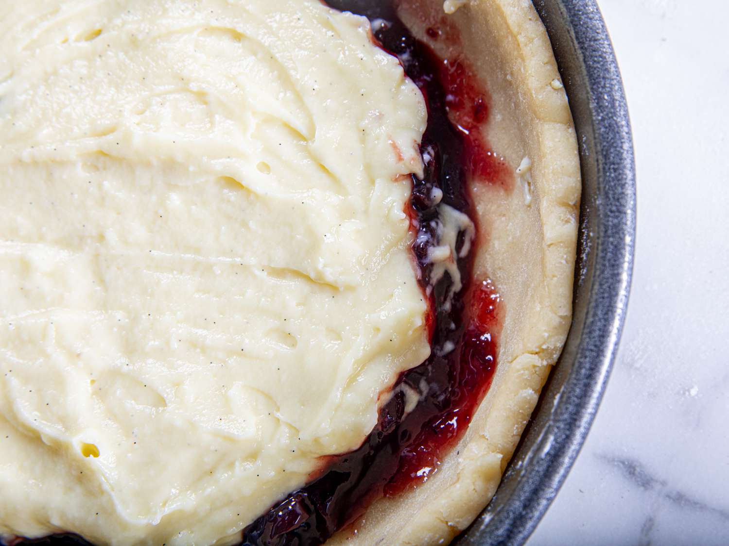 The layers of a gateau basque before being covered