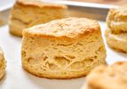 A close up of a freshly baked buttermilk biscuit 