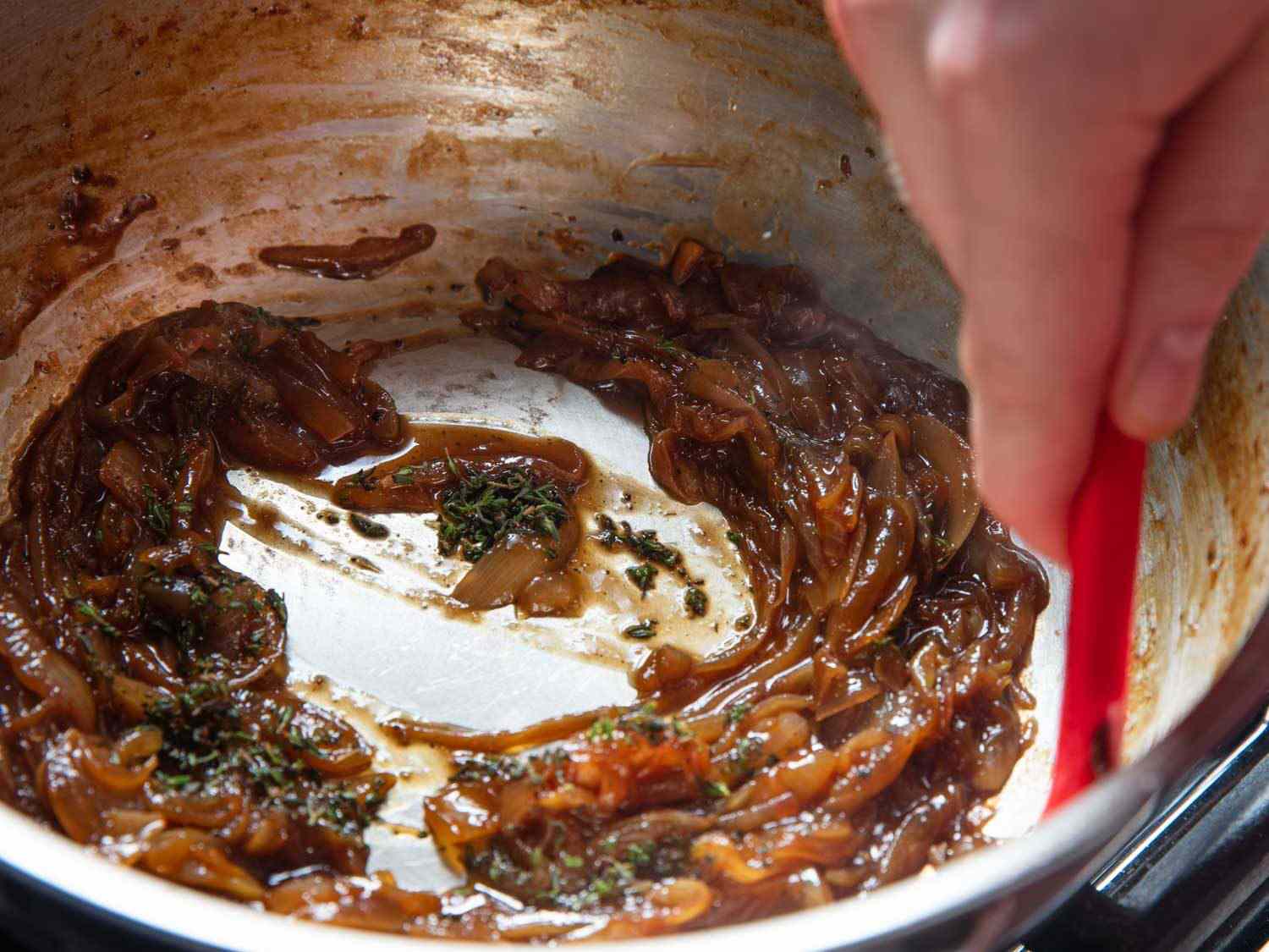 Caramelized onions cooked to a jammy consistency.