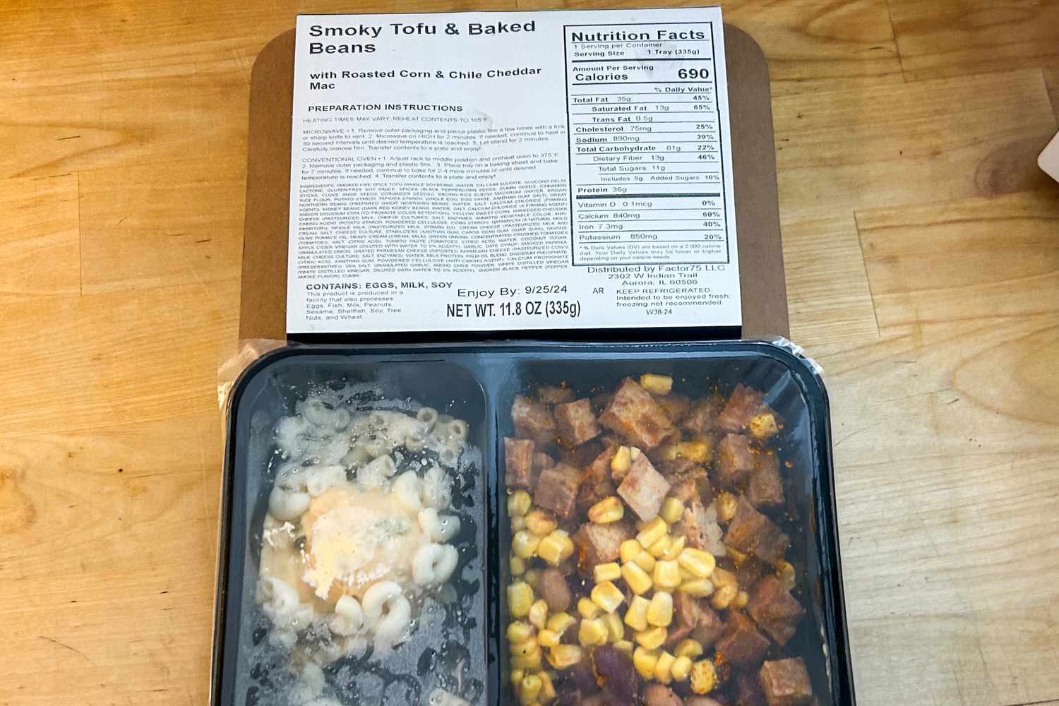 Factor meal on a wood surface