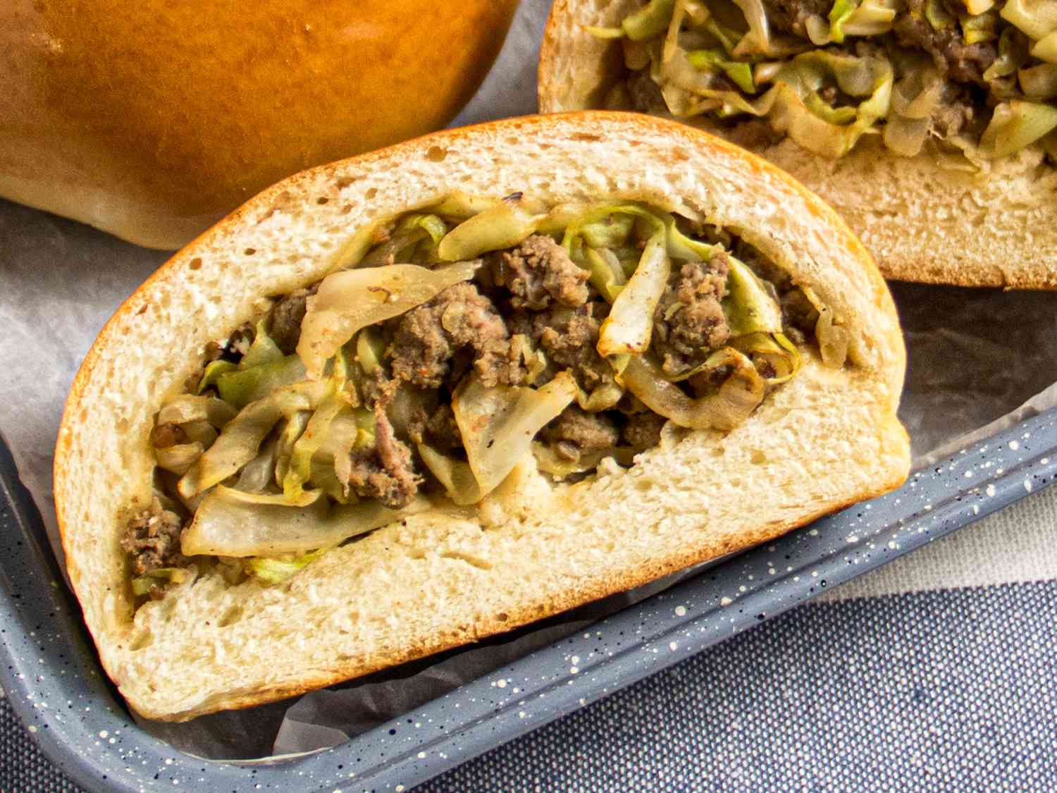 Close up of bierocks 