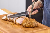Meat is sliced using the Wüsthof Classic Carving Set