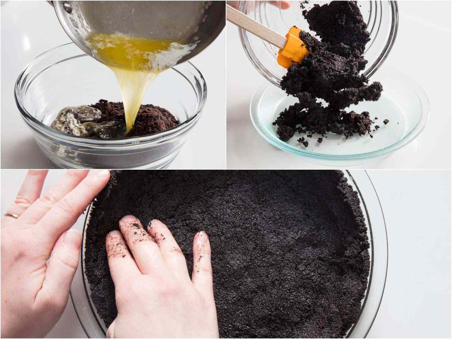 preparing the cookie crumb crust