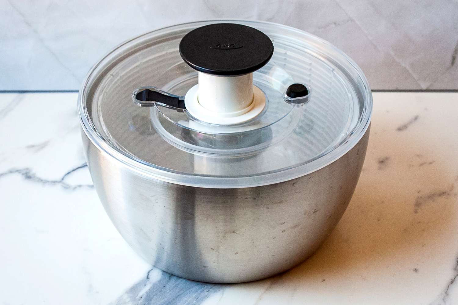 the OXO steel salad spinner