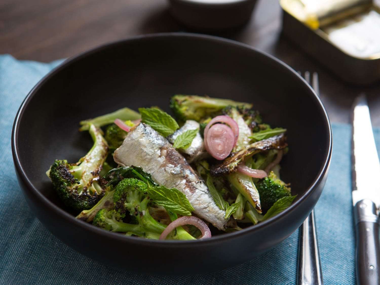 broccoli salad and sardines