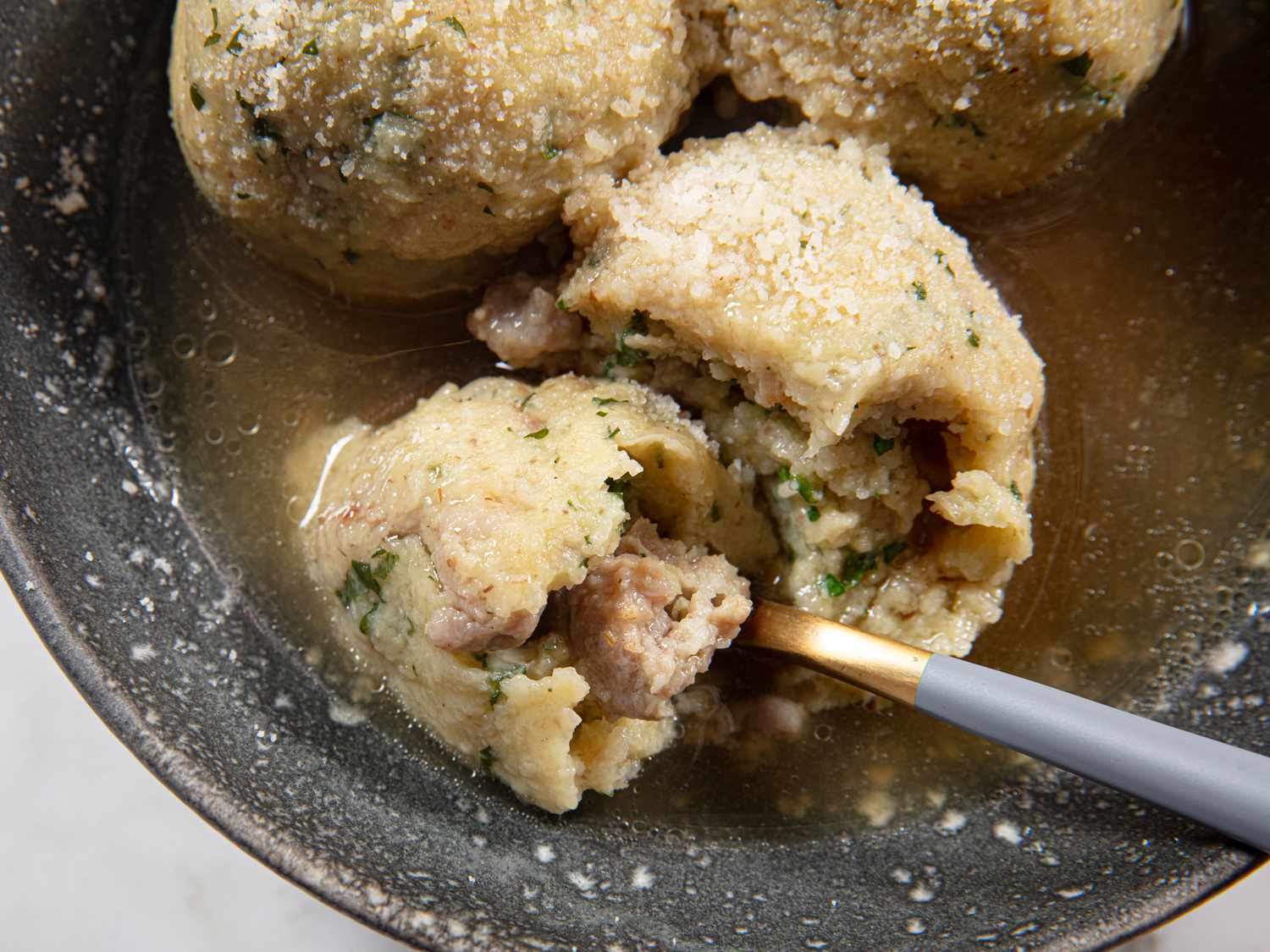 Side view of canederli