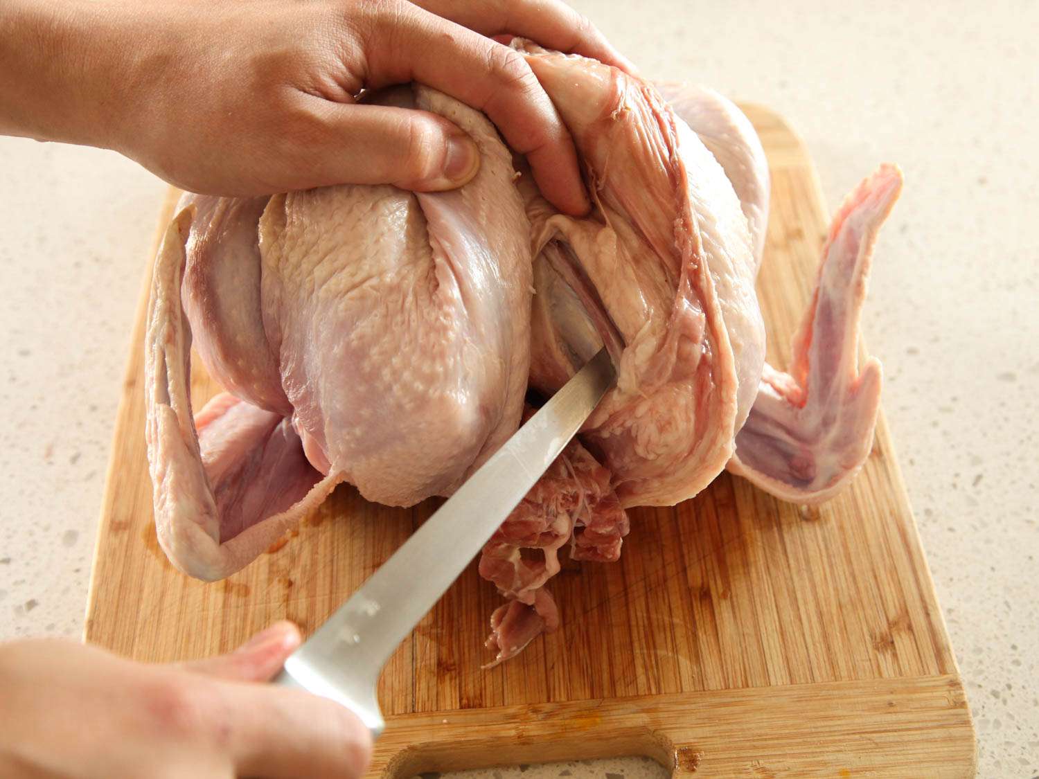 removing the wishbone from a raw turkey