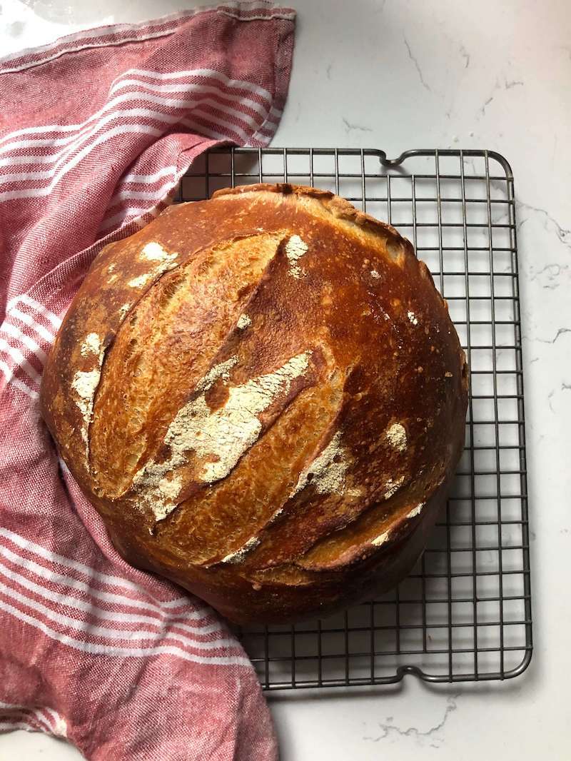 Overhead view of workhorse white bread loaf