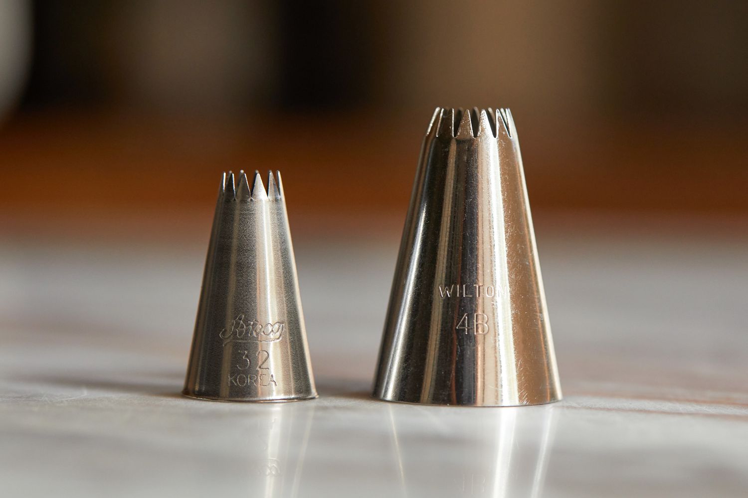 Two piping tips side-by-side