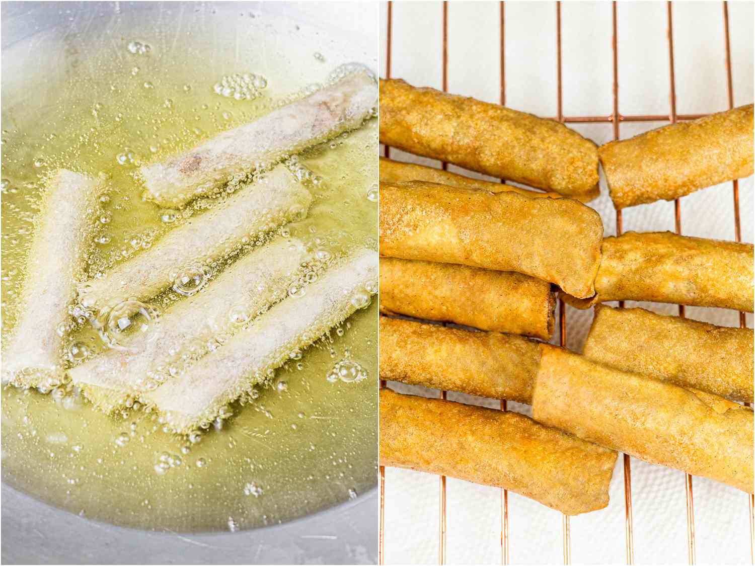 frying lumpiang shanghai