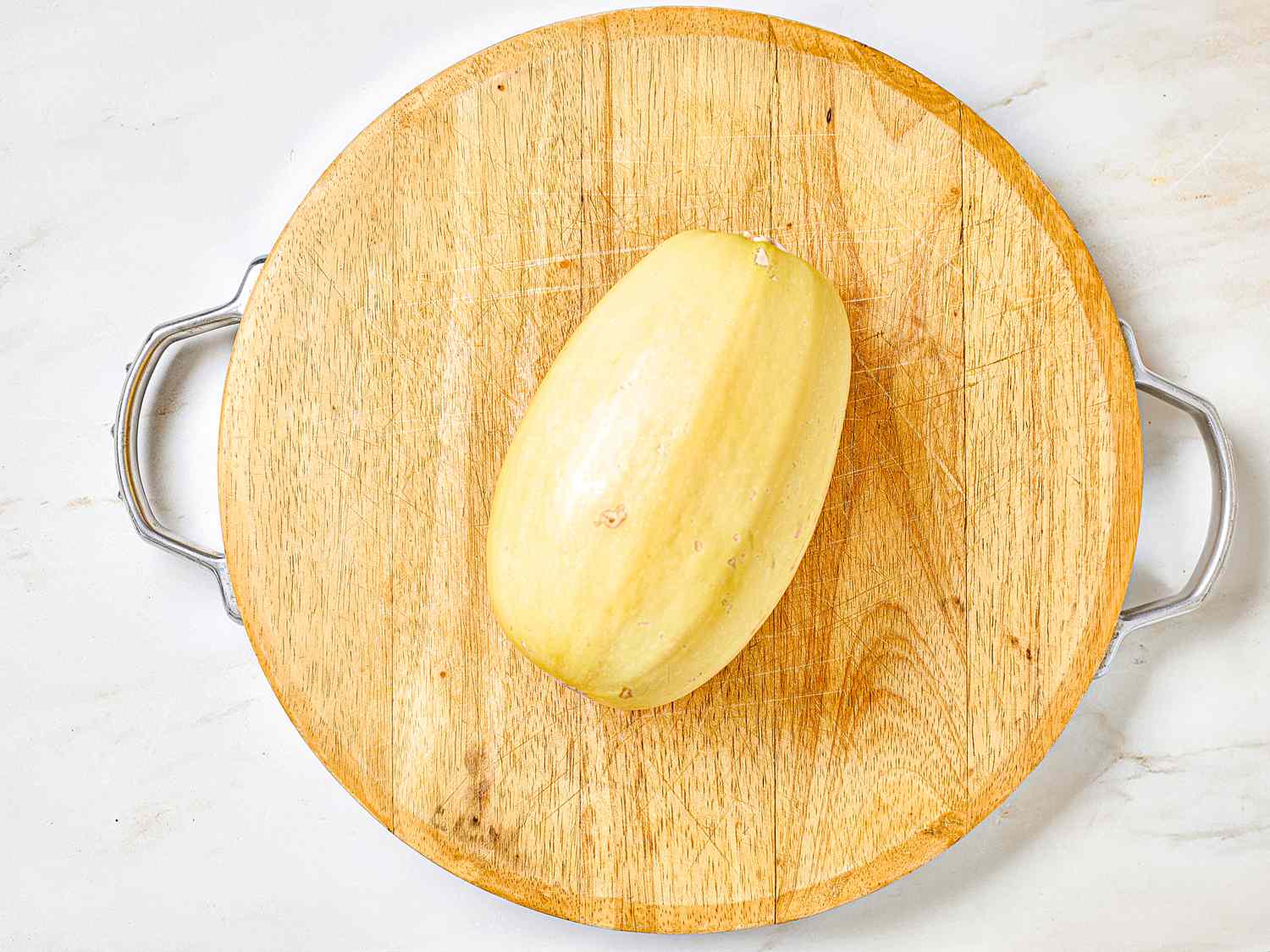 Spaghetti squash on a cutting board