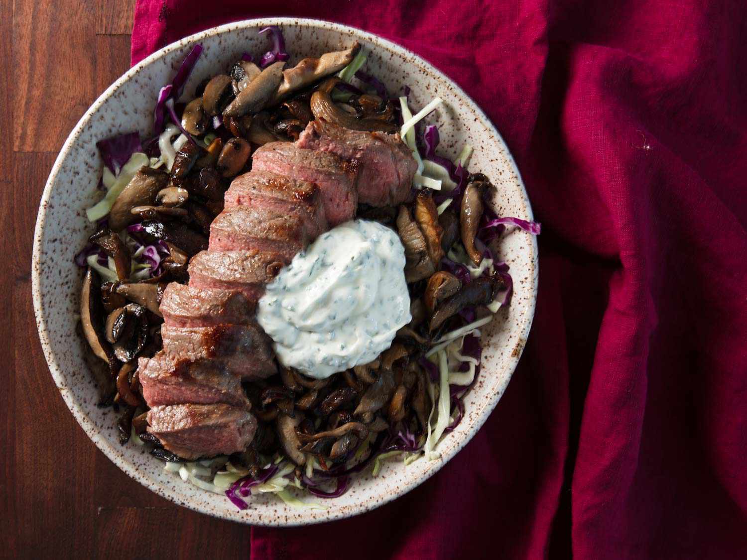 20180726-MHT-broiling-strip-steak-mushrooms-sour-cream-chives-finished-overhead-vicky-wasik-6-