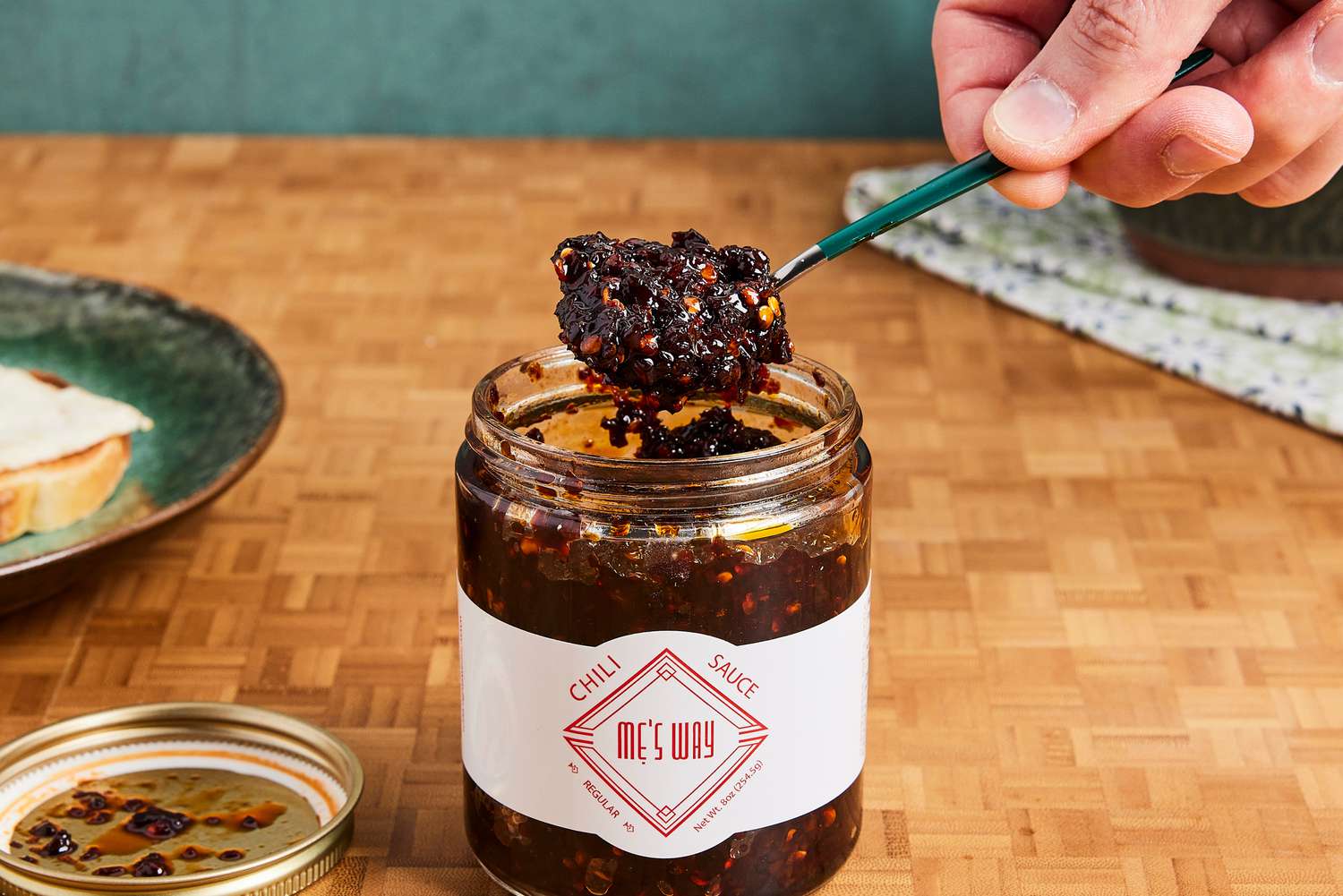 Best Chili Crisp being scooped