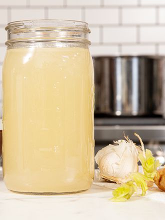 Side view of stock in jar