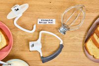 The attachments for the KitchenAid Artisan Mini 3.5-Quart Tilt-Head Stand Mixer