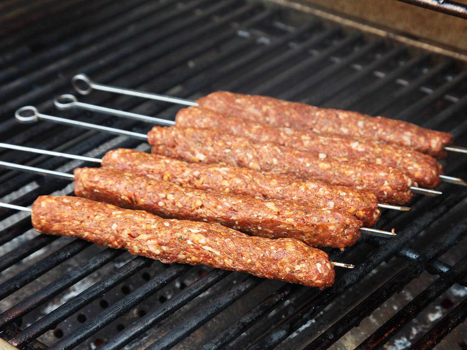 Seekh kebab on a grill. 