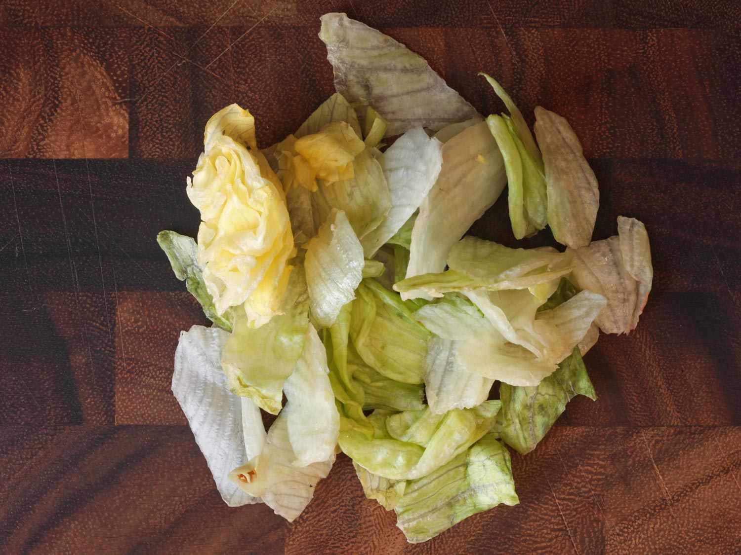 A pile of lettuce plucked from a Whopper.
