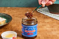 Mama Teav's Hot Garlic being scooped