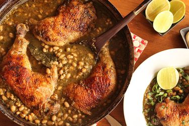 Braised Chicken with Green Chile and White Beans