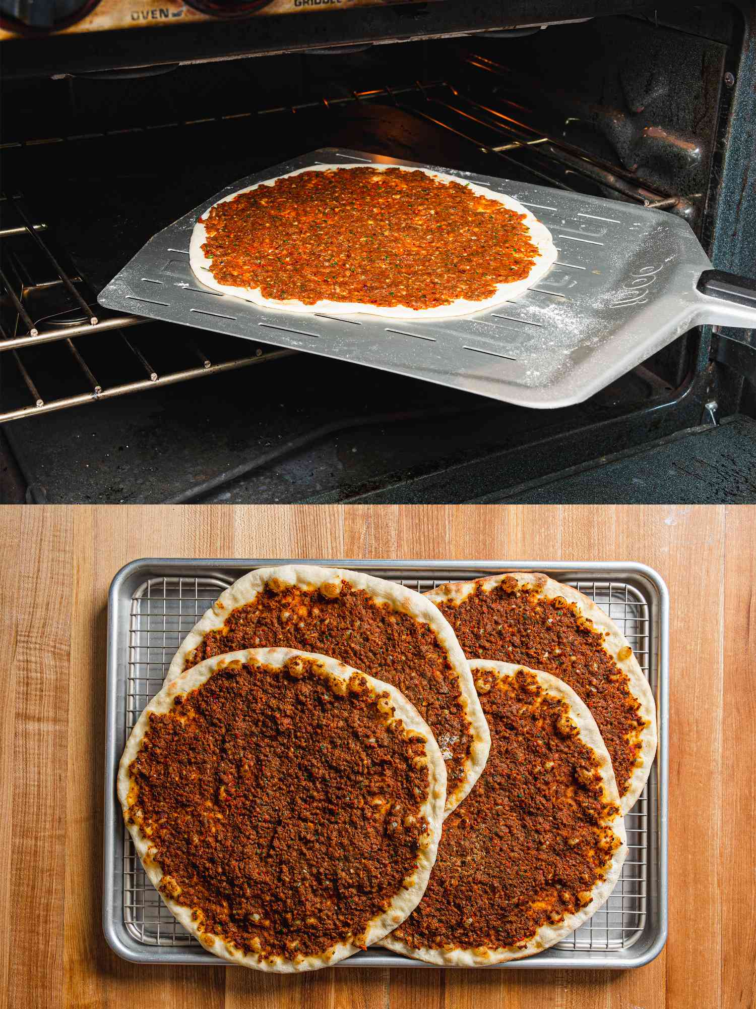 Lahmajun entering oven