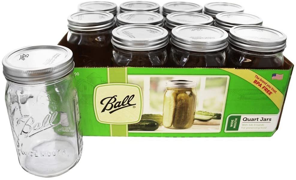 Ball Mason 32oz Wide Mouth Jars With Lids and Bands, Set of 12