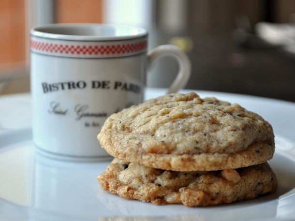 Espresso toffee cookies with a cup of coffee