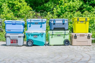 Group of coolers sitting outside