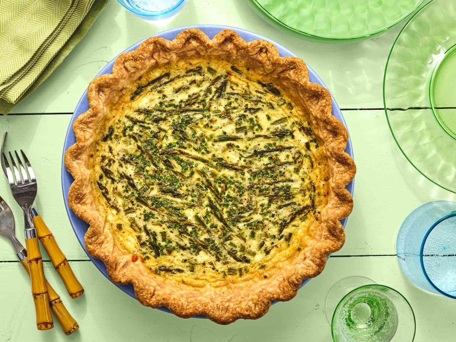 Overhead view of Asparagus Quiche
