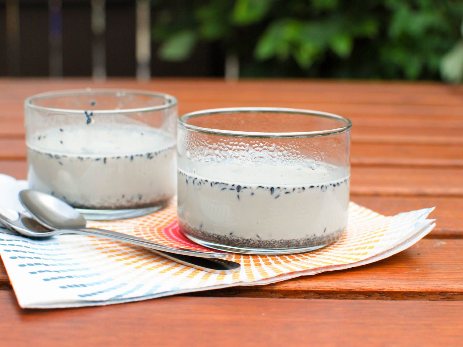 The finished puddings, served in wide, short glasses.