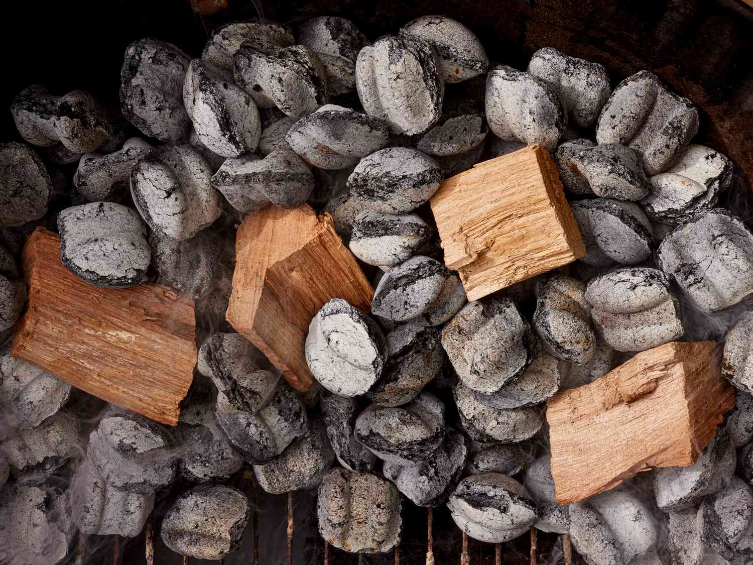 Wood in a smoker