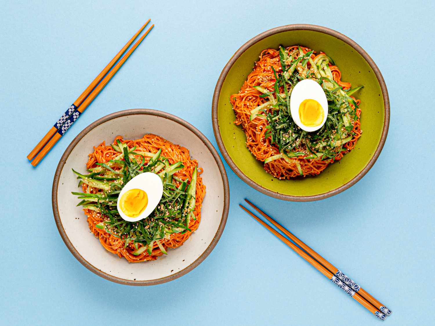 Overhead view of finished bowls
