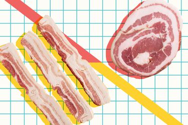 Bacon and pancetta on a graphic
