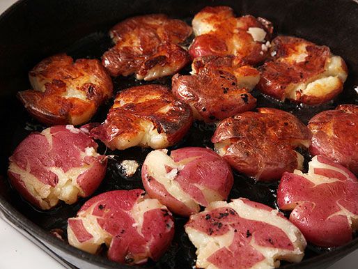 Par-cooked smashed potatoes