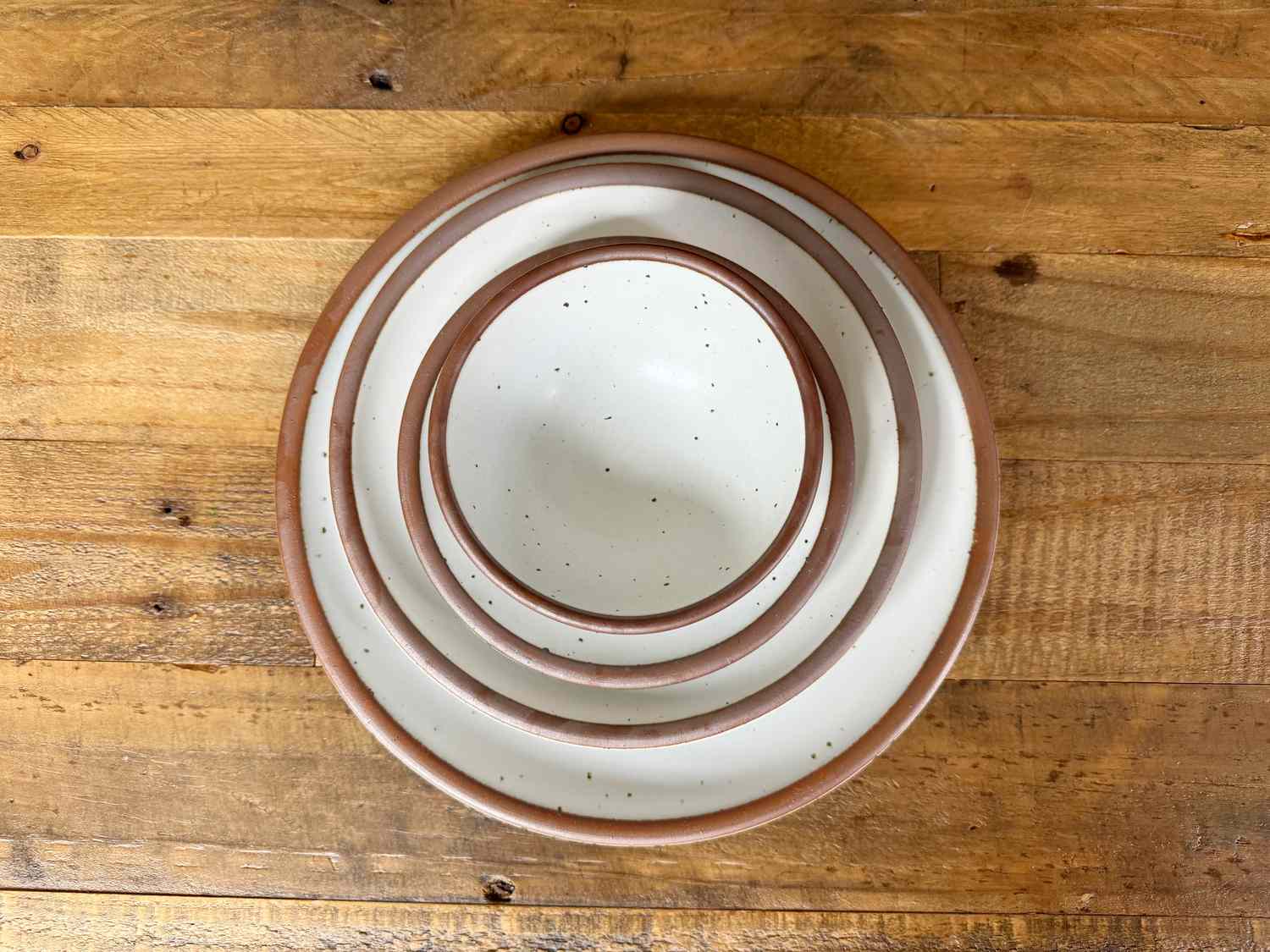 A white East Fork dinnerware set.