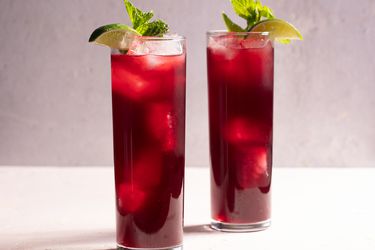 Hibiscus and pineapple skin tea on ice