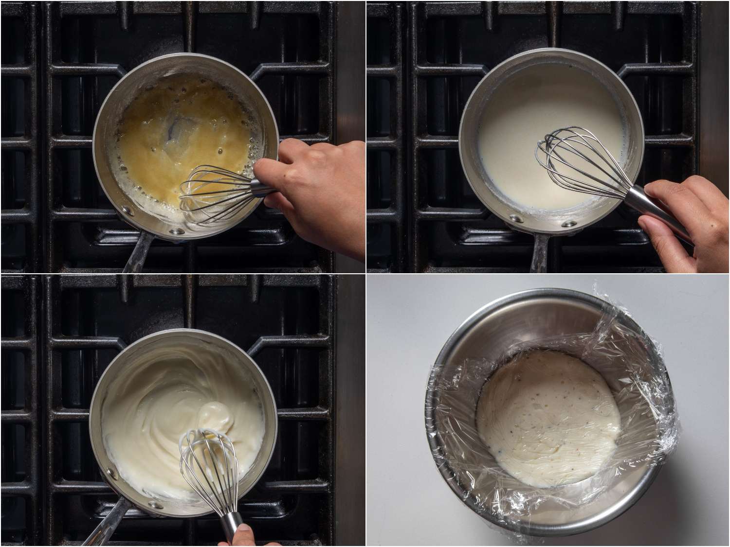 making bechamel sauce for potato croquettes