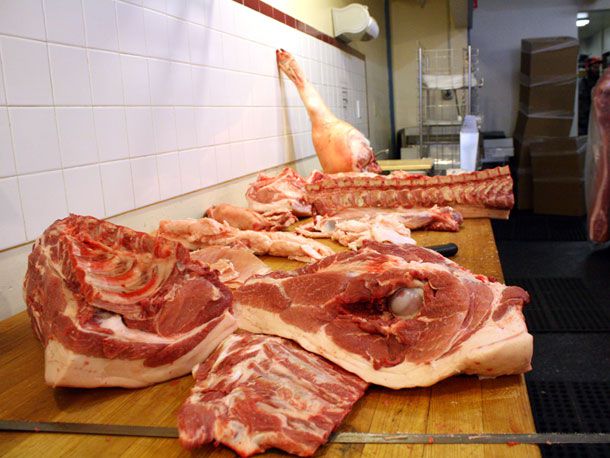 butchered pig carcass
