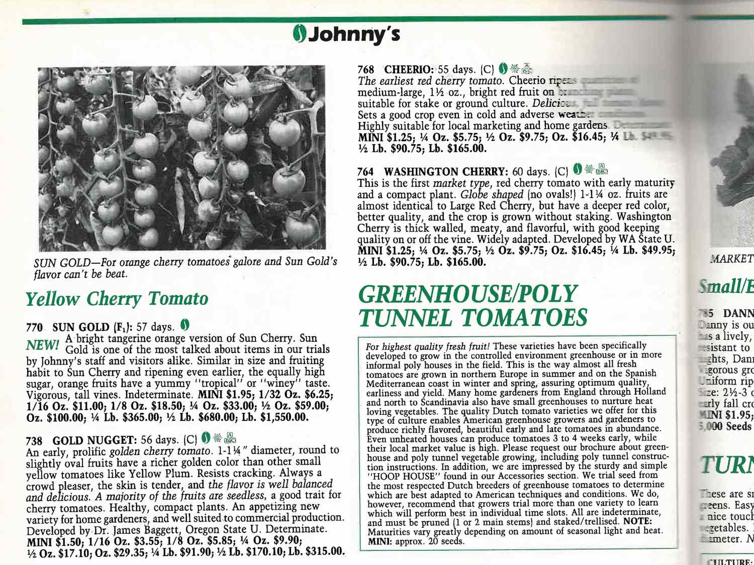 Catalog page showcasing gardening products and seed varieties